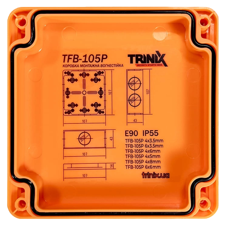 Огнестойкая распределительная коробка Trinix TFB-105P 4x3.5 Огнестойкая распределительная коробка Trinix TFB-105P 4x3.5