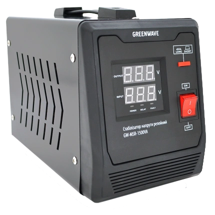 Стабілізатор напруги релейний 1xShuko, DC140-260V, AC220±8%, BOX Green Wave Mauser 1500VA (1050Вт)