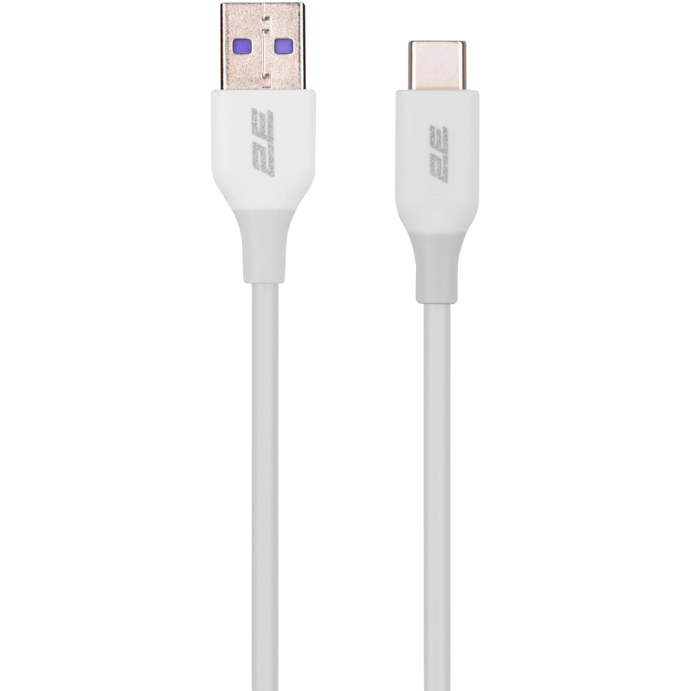 Кабель заряджання/синхронізації 1м білий 2E Type-C, Glow USB-A  USB-C