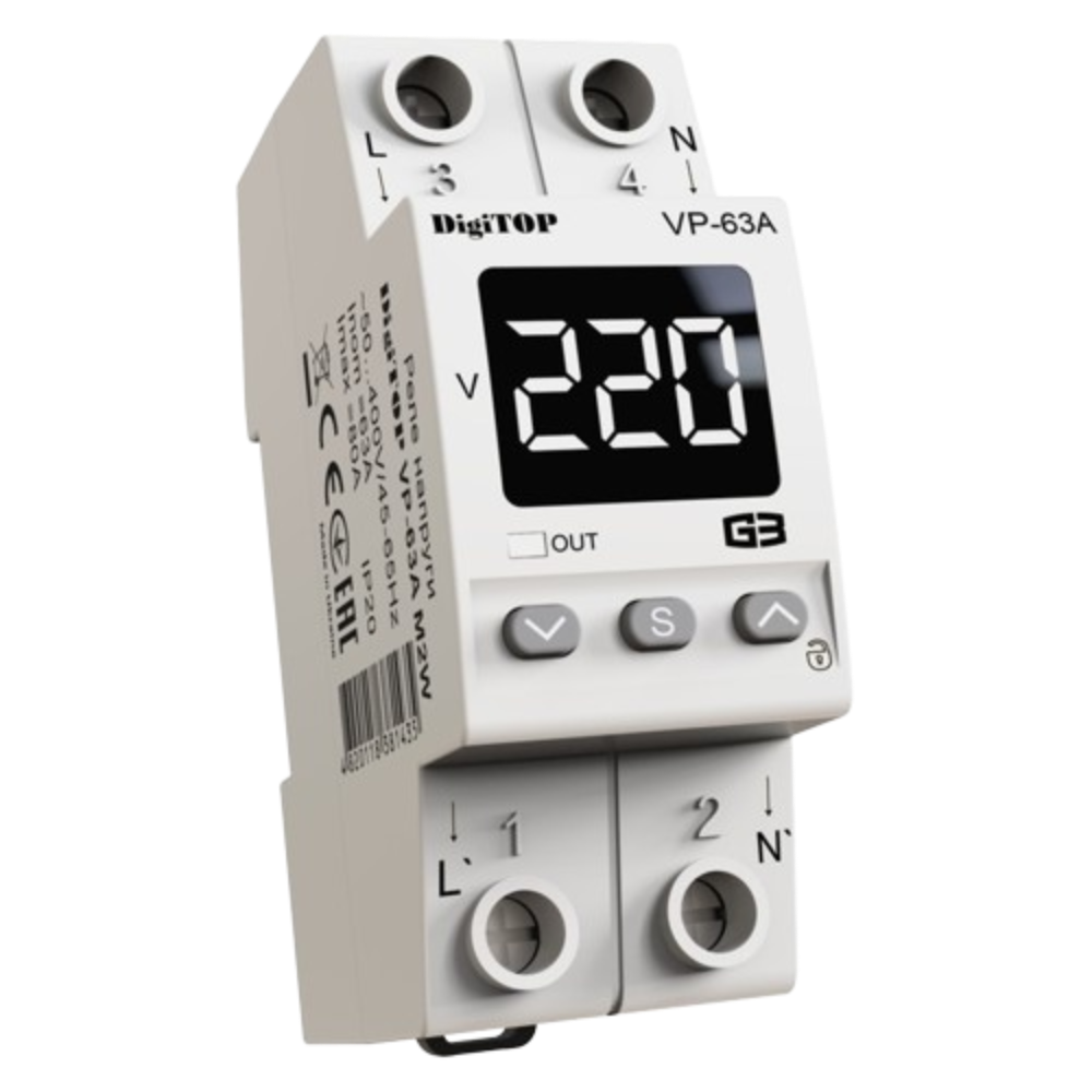 Реле напруги DigiTOP VP-63A M2W Реле напруги DigiTOP VP-63A M2W