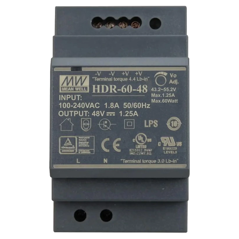 Блок живлення Mean Well HDR-60-48 48B 1.25А для монтажа на DIN рейке Блок живлення Mean Well HDR-60-48 48B 1.25А для монтажа на DIN рейке