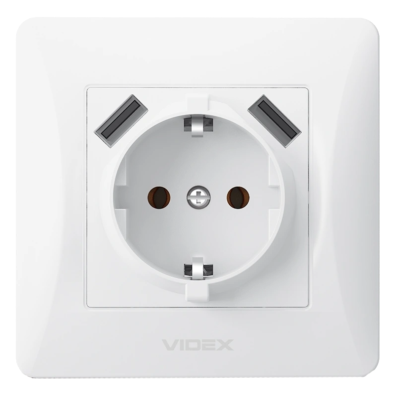 Розетка біла 1 пост з заземленням 2USB VIDEX BINERA (VF-BNSK1GU2-W) (20/120) Розетка біла 1 пост з заземленням 2USB VIDEX BINERA (VF-BNSK1GU2-W) (20/120)