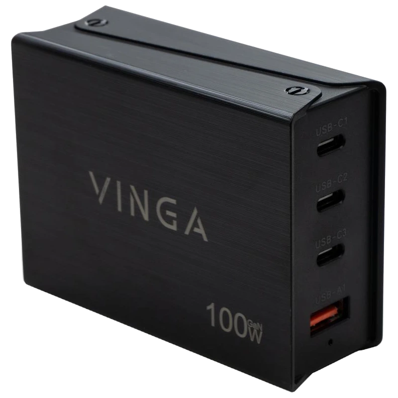 Зарядний пристрій Vinga GaN 100W PD+QC