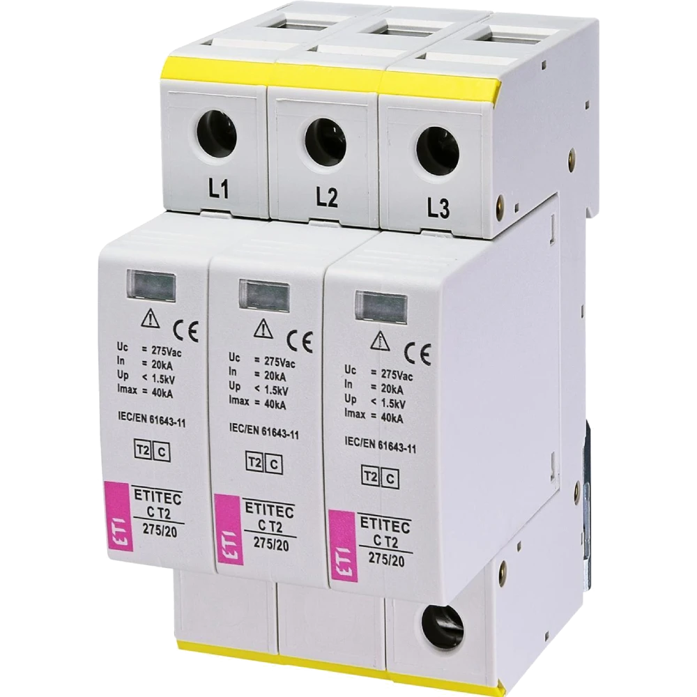Обмежувач перенапруги ETI TEC C T2 275/20 (3+0) 3p Обмежувач перенапруги ETI TEC C T2 275/20 (3+0) 3p