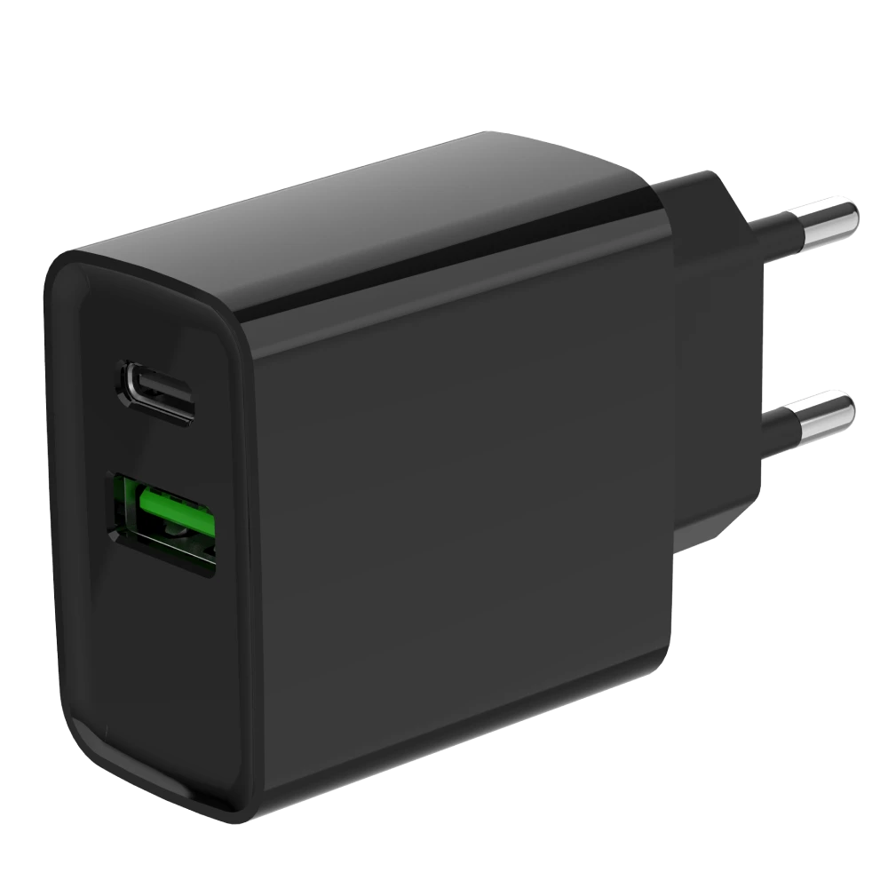 Мережевий зарядний пристрій Gembird TA-UC-PDQC20-01-BK (USB Type A + USB Type C) Мережевий зарядний пристрій Gembird TA-UC-PDQC20-01-BK (USB Type A + USB Type C)