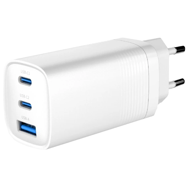 Мережевий зарядний пристрій Gembird TA-UC-PDQC65-01-W (USB Type A + USB Type C) Мережевий зарядний пристрій Gembird TA-UC-PDQC65-01-W (USB Type A + USB Type C)