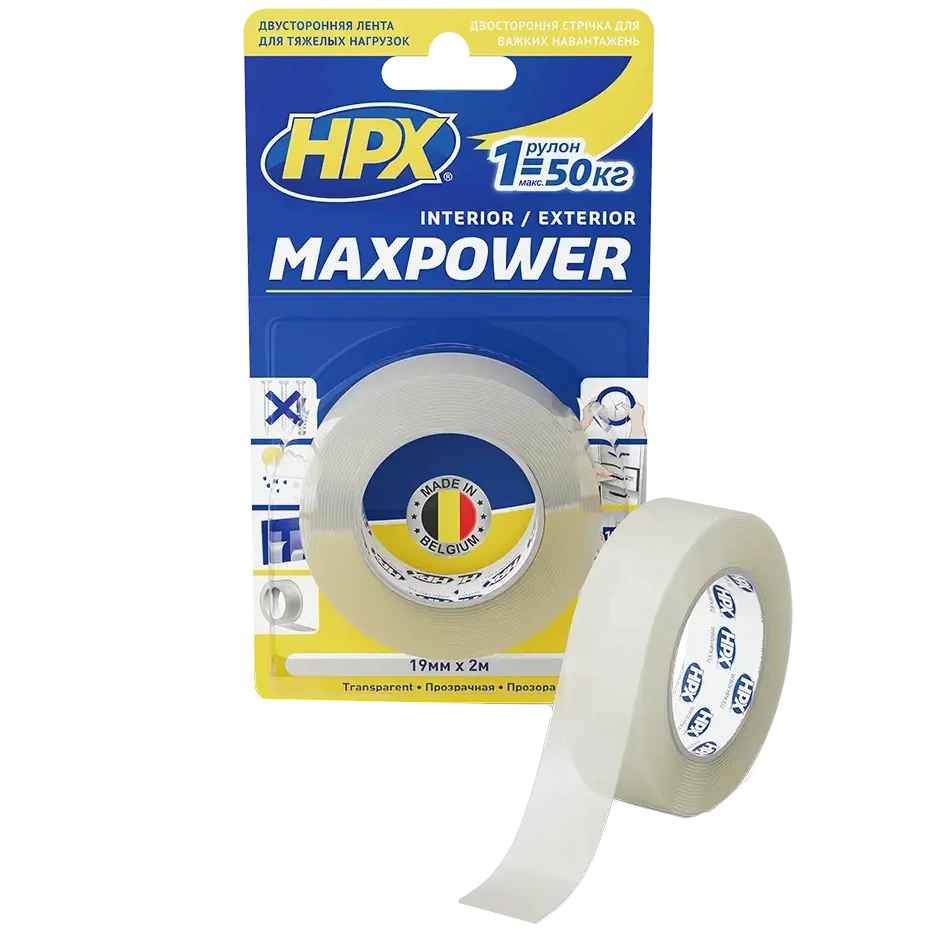 Стрічка двохстороння MAXPOWER HT1905 19мм х 5м Стрічка двохстороння MAXPOWER HT1905 19мм х 5м