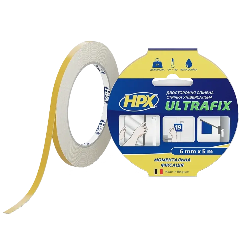Стрічка двохстороння HPX DSU0605 ULTRAFIX 6мм х 5м Стрічка двохстороння HPX DSU0605 ULTRAFIX 6мм х 5м