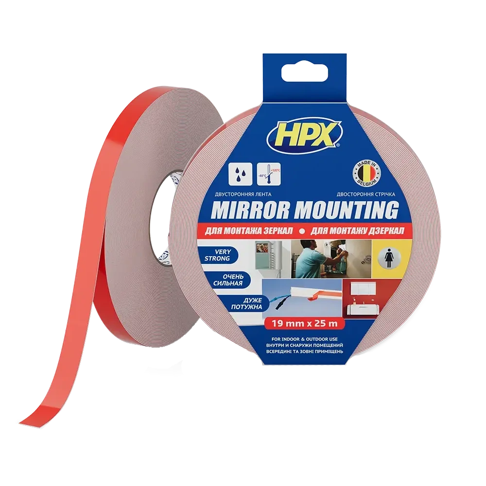 Стрічка двохстороння спінена для дзеркал HPX DS1925 MIRROR MOUNTING 19мм х 25м Стрічка двохстороння спінена для дзеркал HPX DS1925 MIRROR MOUNTING 19мм х 25м