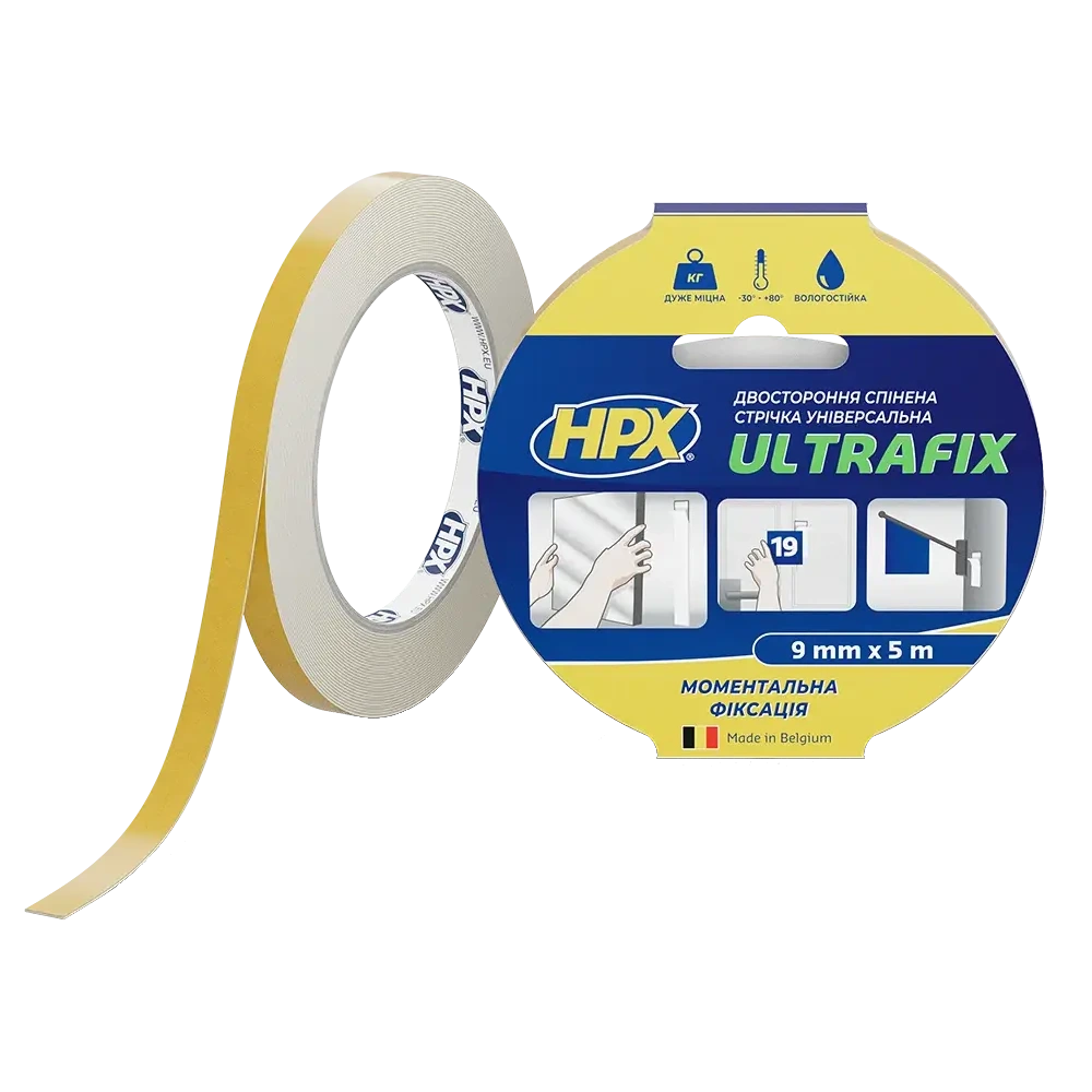 Стрічка двохстороння HPX DSU0905 ULTRAFIX 9мм х 5м Стрічка двохстороння HPX DSU0905 ULTRAFIX 9мм х 5м