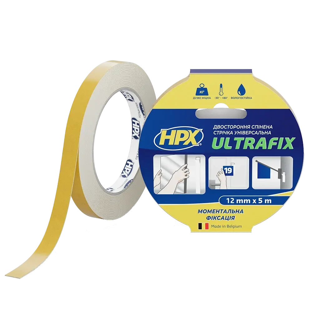 Стрічка двохстороння HPX DSU1205 ULTRAFIX 12мм х 5м Стрічка двохстороння HPX DSU1205 ULTRAFIX 12мм х 5м