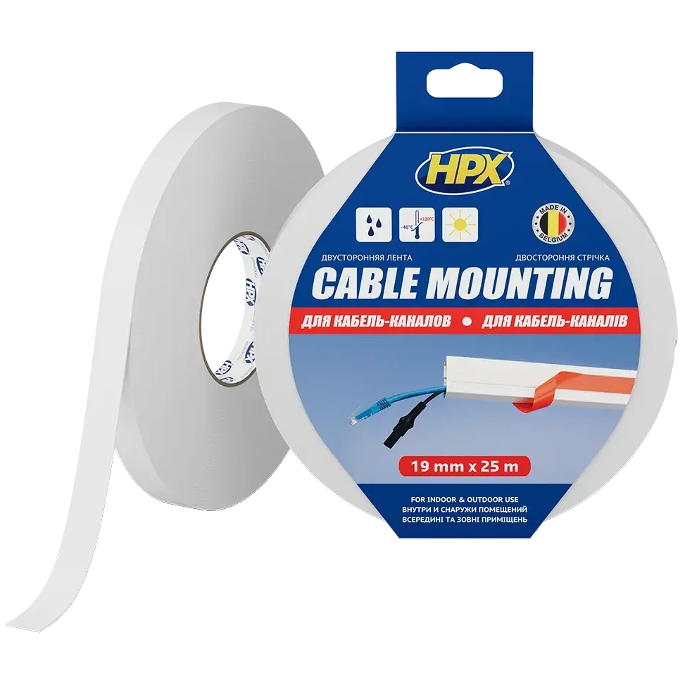 Стрічка двохстороння для монтажу кабельканалів HPX DSW1925 CARPET TAPE 19мм х 25м Стрічка двохстороння для монтажу кабельканалів HPX DSW1925 CARPET TAPE 19мм х 25м