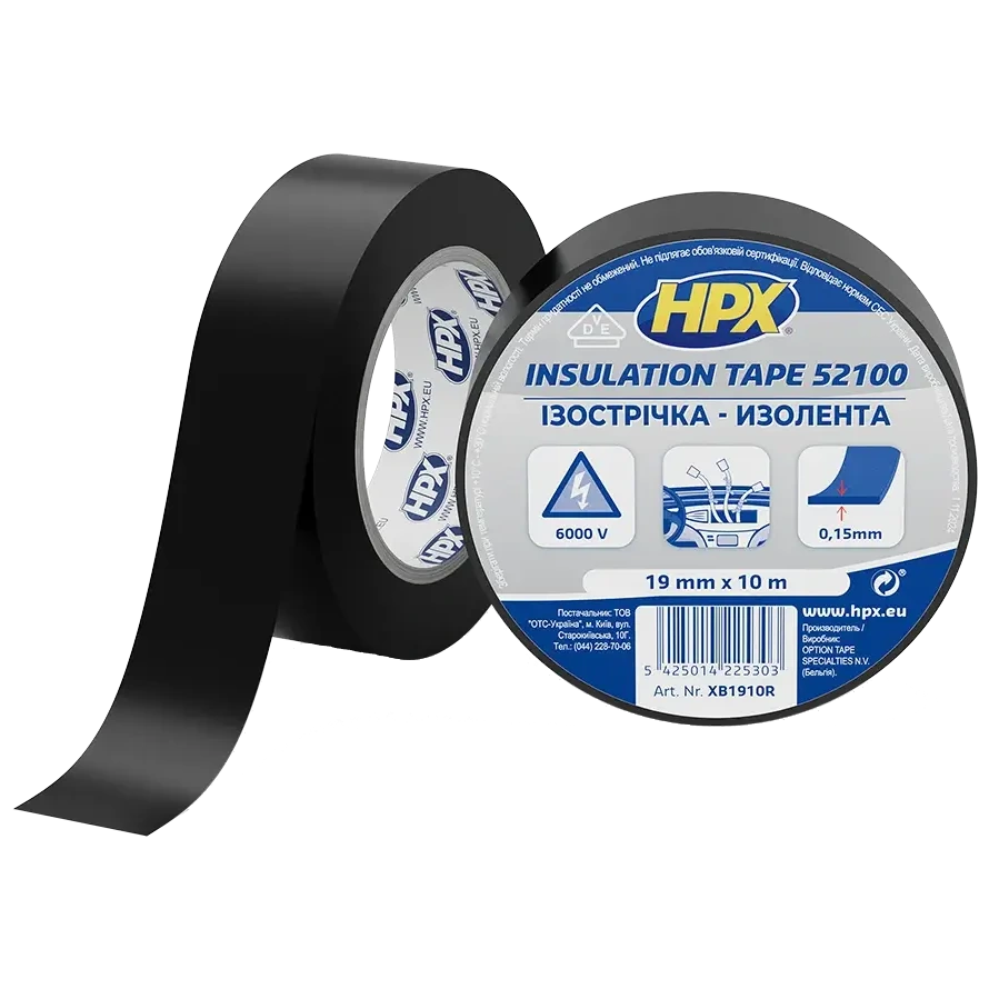 Лента ПВХ изоляционная HPX XB1910 HPX52100 19мм х 10м Лента ПВХ изоляционная HPX XB1910 HPX52100 19мм х 10м