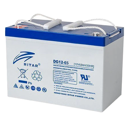 Свинцово-кислотная аккумуляторная батарея RITAR DG12-65 65A•ч 12В гелевая Свинцово-кислотная аккумуляторная батарея RITAR DG12-65 65A•ч 12В гелевая
