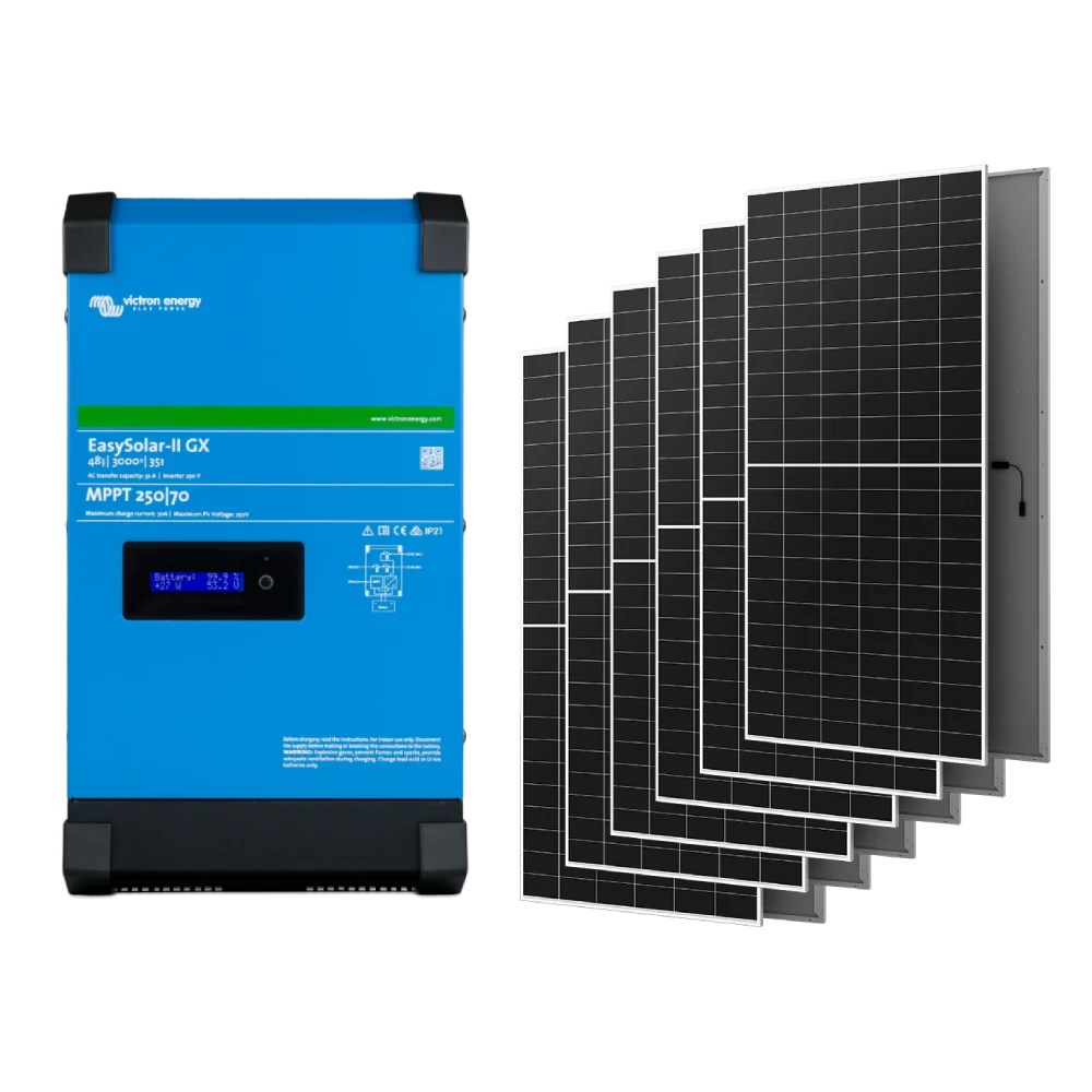 Система автономного живлення однофазна Victron Energy EasySolar-II GX 48/3000/35-32 + AIKO G645-MCH72Dw 2.4 кВт Система автономного живлення однофазна Victron Energy EasySolar-II GX 48/3000/35-32 + AIKO G645-MCH72Dw 2.4 кВт