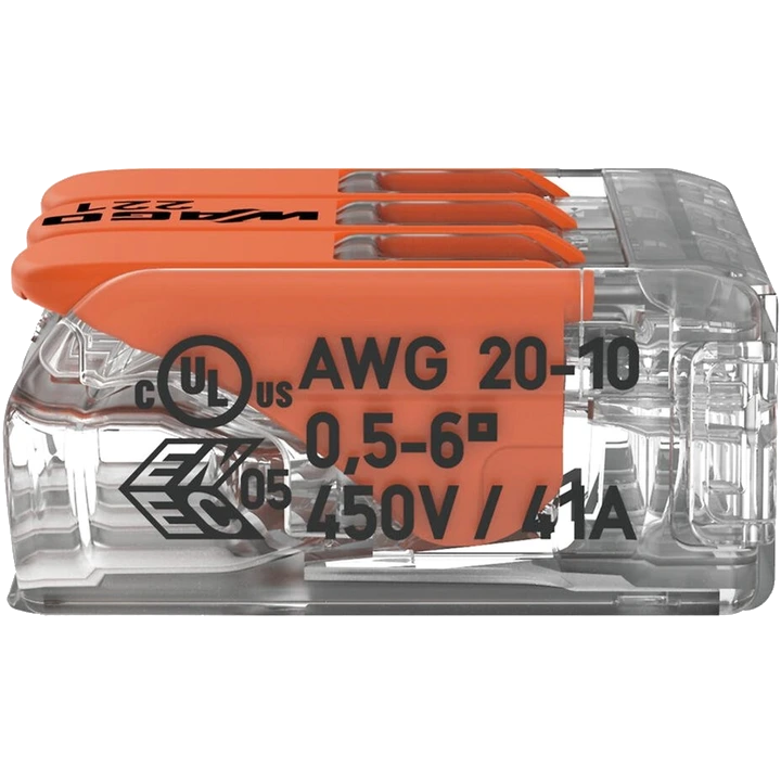 Клема WAGO COMPACT 221-613 3 0,5-6 мм2 (41А) Клема WAGO COMPACT 221-613 3 0,5-6 мм2 (41А)