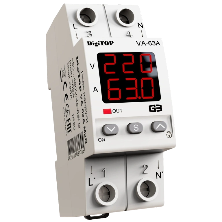 Реле напруги DigiTop VА-63A M2R Реле напруги DigiTop VА-63A M2R