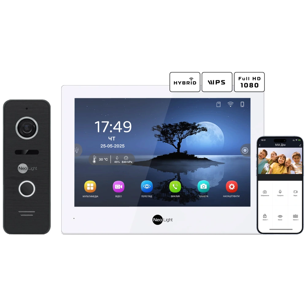Комплект відеодомофону Neolight ALPHA Hybrid + PRIME FHD Black Комплект відеодомофону Neolight ALPHA Hybrid + PRIME FHD Black