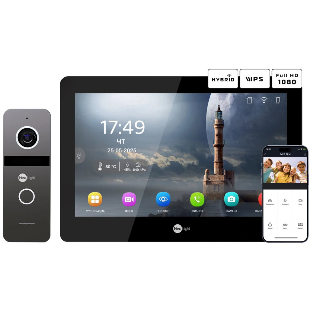 Комплект відеодомофону Neolight MEZZO Hybrid Black + SOLO FHD Graphite Комплект відеодомофону Neolight MEZZO Hybrid Black + SOLO FHD Graphite
