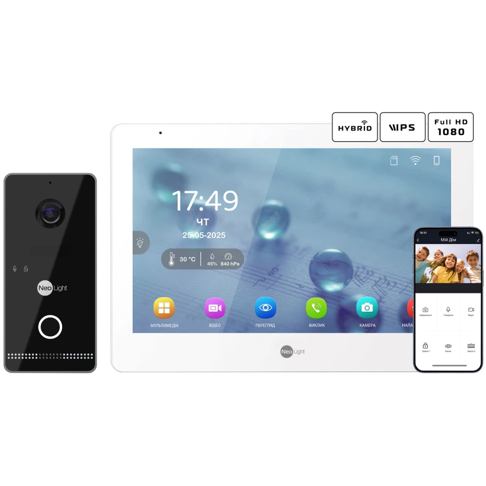 Комплект відеодомофону Neolight MEZZO Hybrid + OPTIMA IPW Black