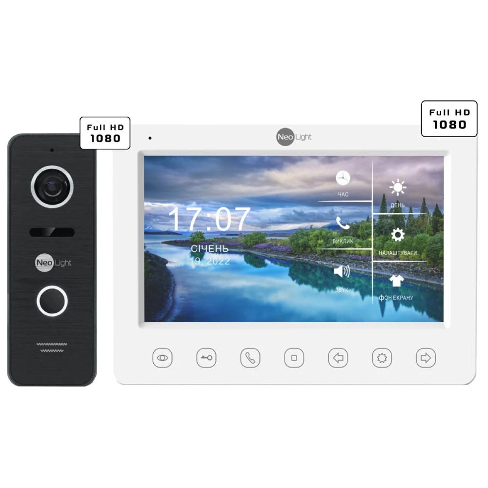 Комплект відеодомофону Neolight KAPPA+ HD WF + PRIME FHD Black с уголком
