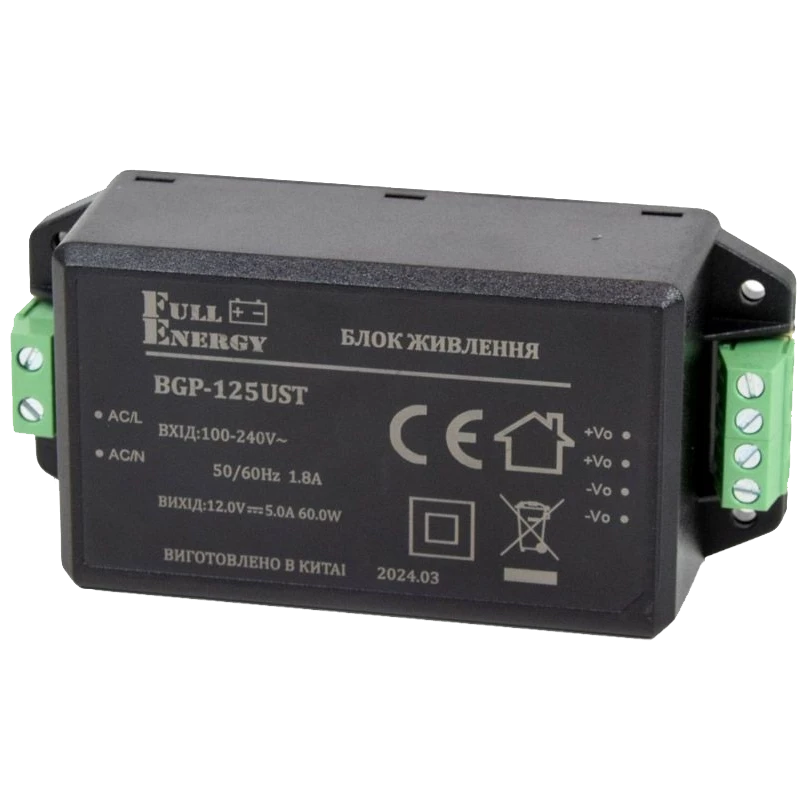Блок живлення Full Energy BGP-125UST 12 В / 5 А Блок живлення Full Energy BGP-125UST 12 В / 5 А