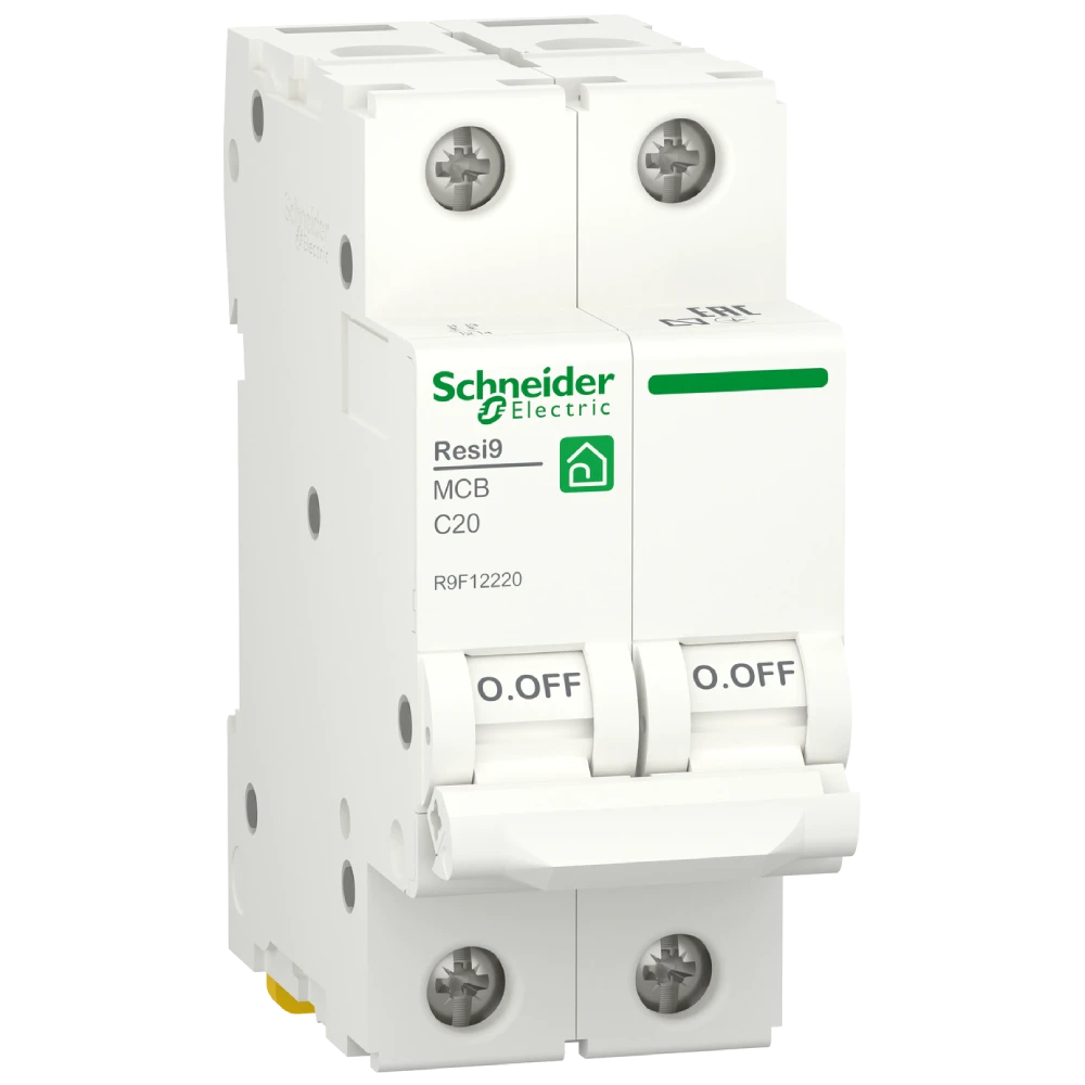 Автоматичний вимикач Schneider Electric RESI9 20 А, 2P, кривая С, 6кА Автоматичний вимикач Schneider Electric RESI9 20 А, 2P, кривая С, 6кА