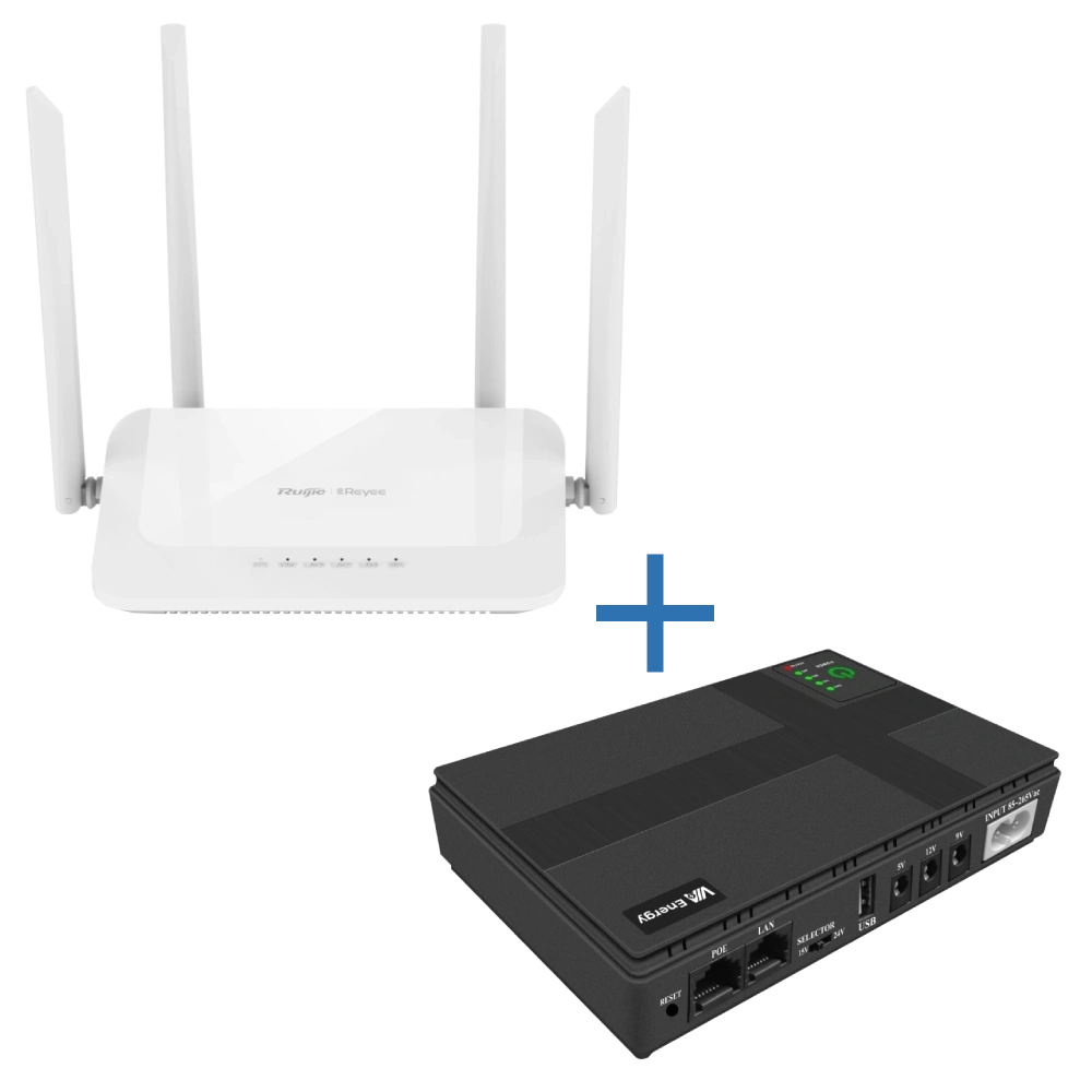 Комплект маршрутизатора и источник бесперебойного питания VIA Energy Mini UPS + RG-EW1200 Комплект маршрутизатора и источник бесперебойного питания VIA Energy Mini UPS + RG-EW1200