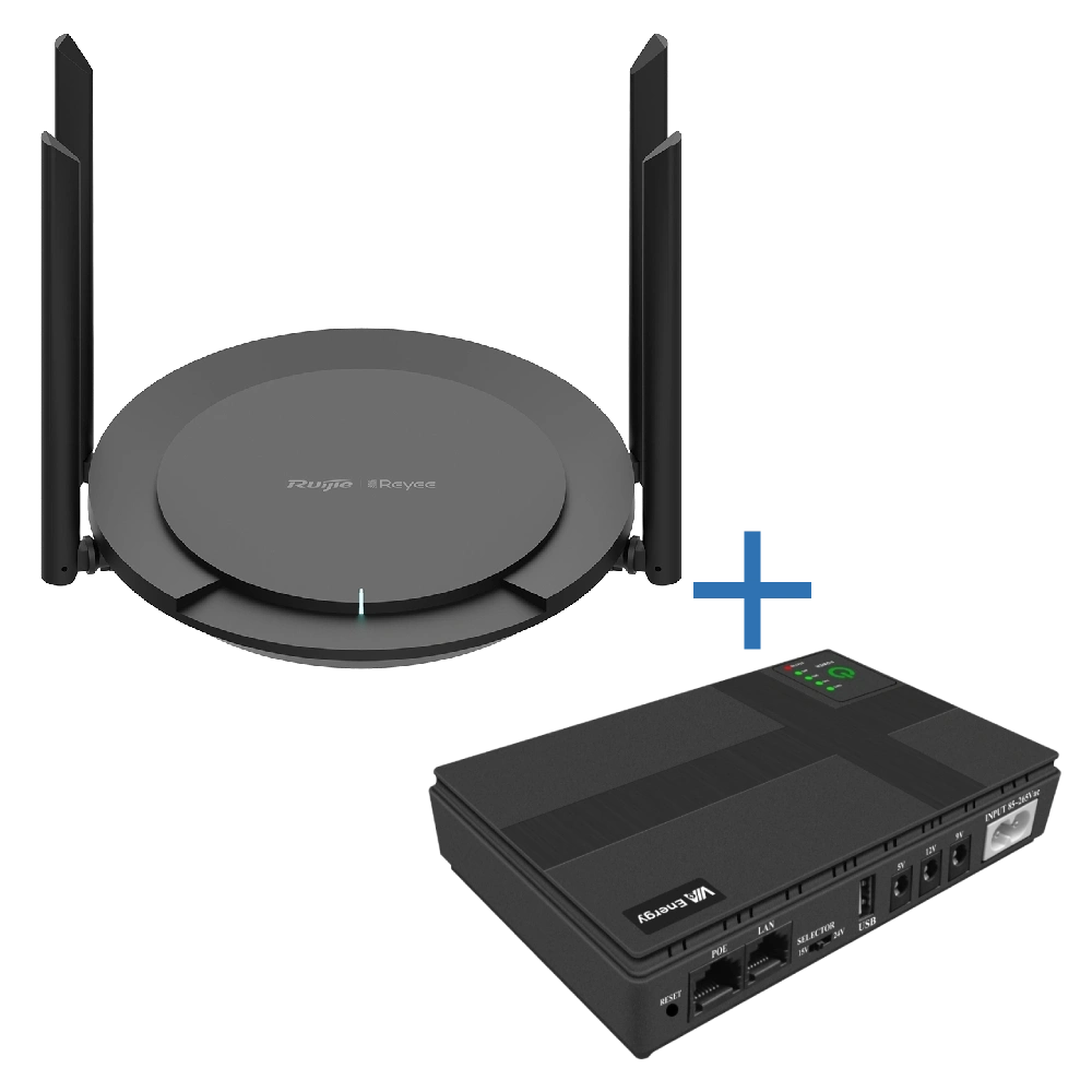 Комплект маршрутизатора и источник бесперебойного питания VIA Energy Mini UPS + RG-EW300 PRO Комплект маршрутизатора и источник бесперебойного питания VIA Energy Mini UPS + RG-EW300 PRO