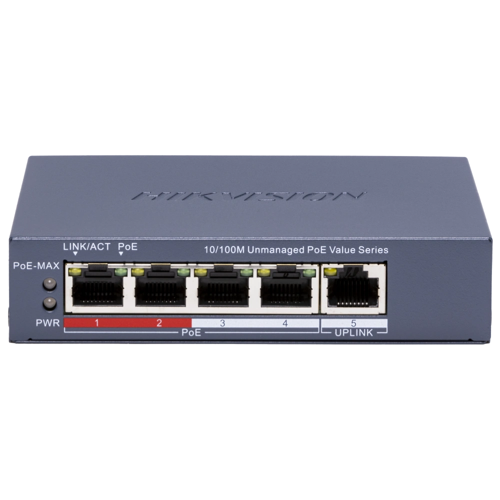 Комутатор 4 порти некерований Hikvision DS-3E0105P-E/M(C) POE Комутатор 4 порти некерований Hikvision DS-3E0105P-E/M(C) POE