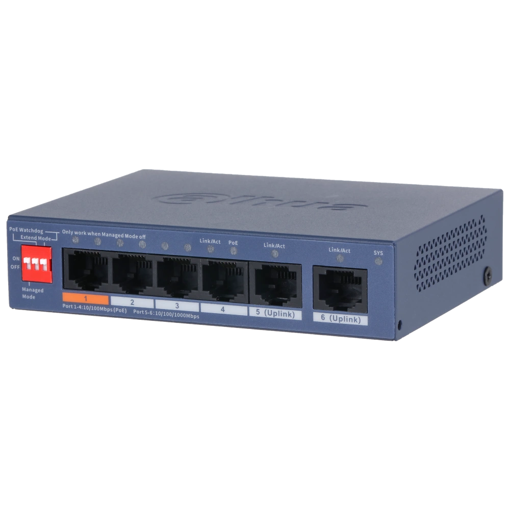 Комутатор 4 порти керований Dahua DH-CS4006-4ET2GT-60 PoE Комутатор 4 порти керований Dahua DH-CS4006-4ET2GT-60 PoE
