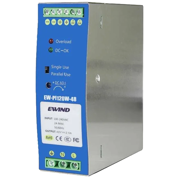 Блок живлення Ewind EW-PI120W-48 на DIN-рейку 120 Вт/48 В Блок живлення Ewind EW-PI120W-48 на DIN-рейку 120 Вт/48 В