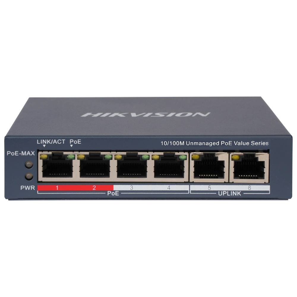 Комутатор 4 порти некерований Hikvision DS-3E0106P-E/M(B) POE Комутатор 4 порти некерований Hikvision DS-3E0106P-E/M(B) POE