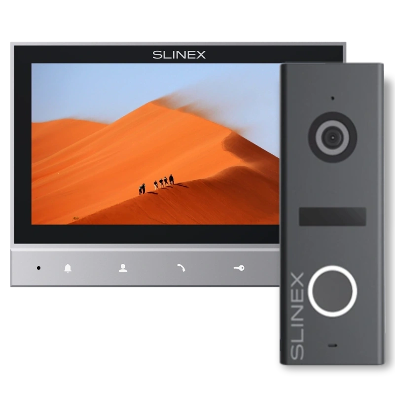 Комплект видеодомофон + панель вызова Slinex SK-07N Cloud grey + ML-17HD graphite