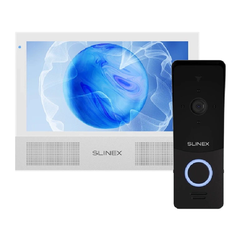 Комплект відеодомофон + панель виклику Slinex Sonik 7 AI white + ML-20HD Black