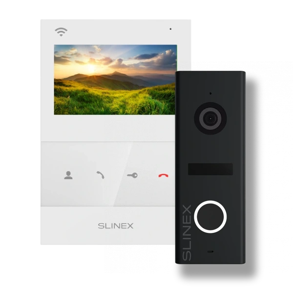 Комплект видеодомофон + панель вызова Slinex SQ-04N Cloud white + ML-17HD black