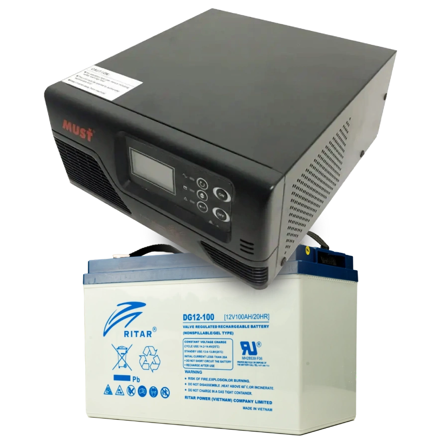 Комплект ИБП+АКБ MUST EP20-R1000W + 12V 100Ah DG12-100