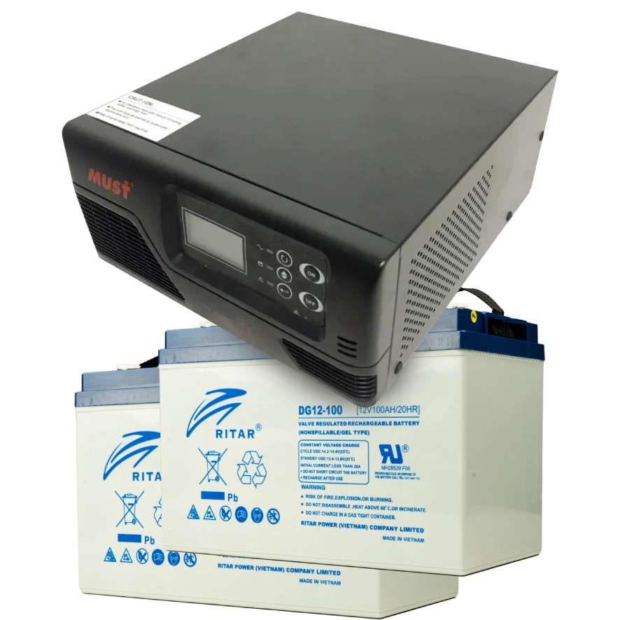 Комплект ИБП+АКБ MUST EP20-R1000W + 2x 12V 100Ah DG12-100