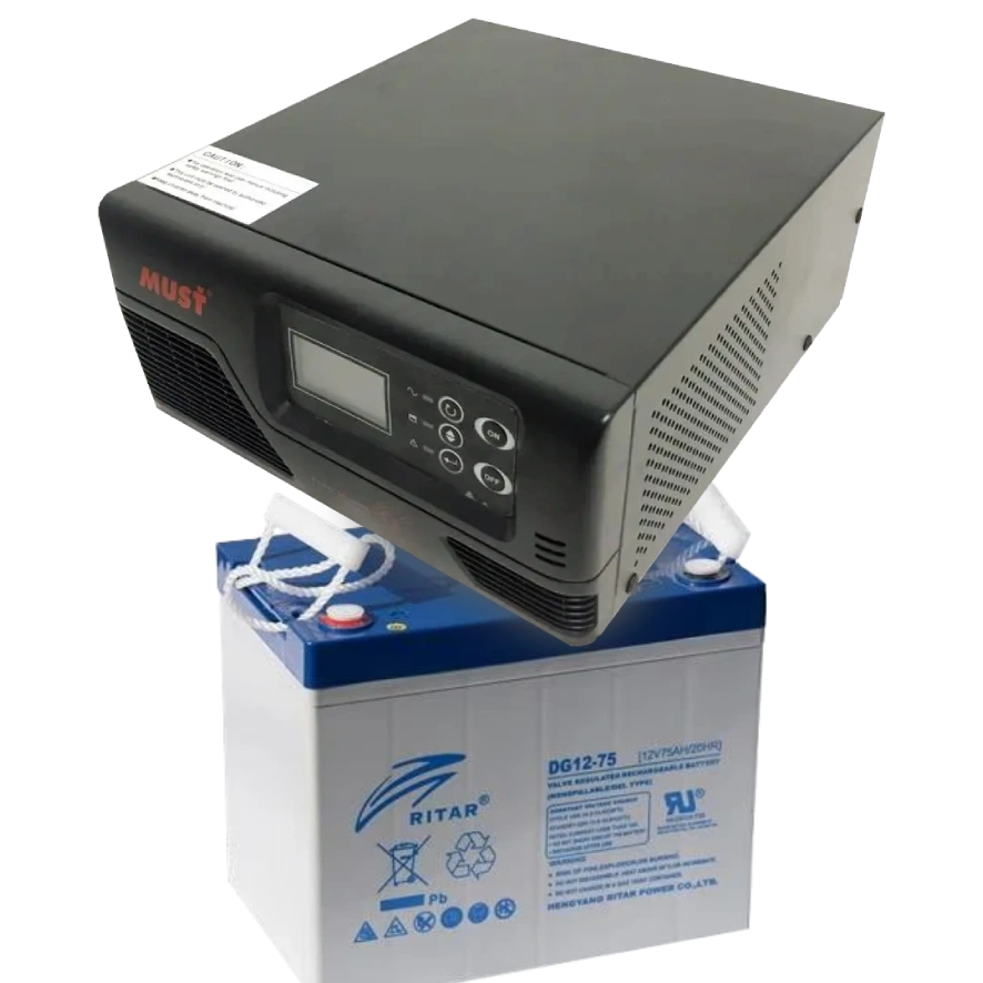 Комплект ИБП+АКБ MUST EP20-R1000W + 12V 75Ah DG12-75