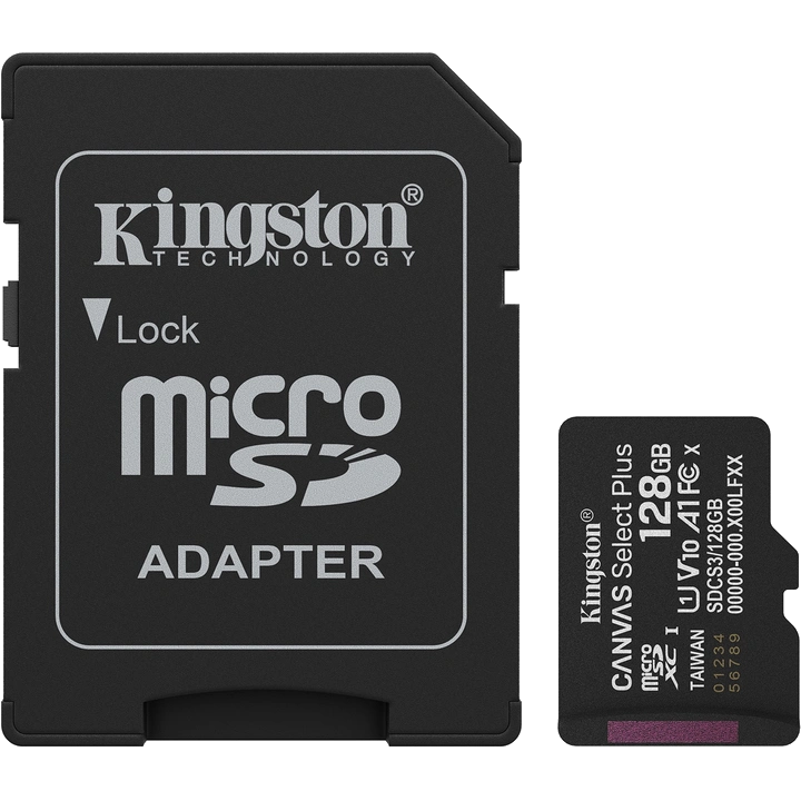 Карта памяті Kingston microSD 128GB C10 UHS-I A1 V10 R150MB/s + SD