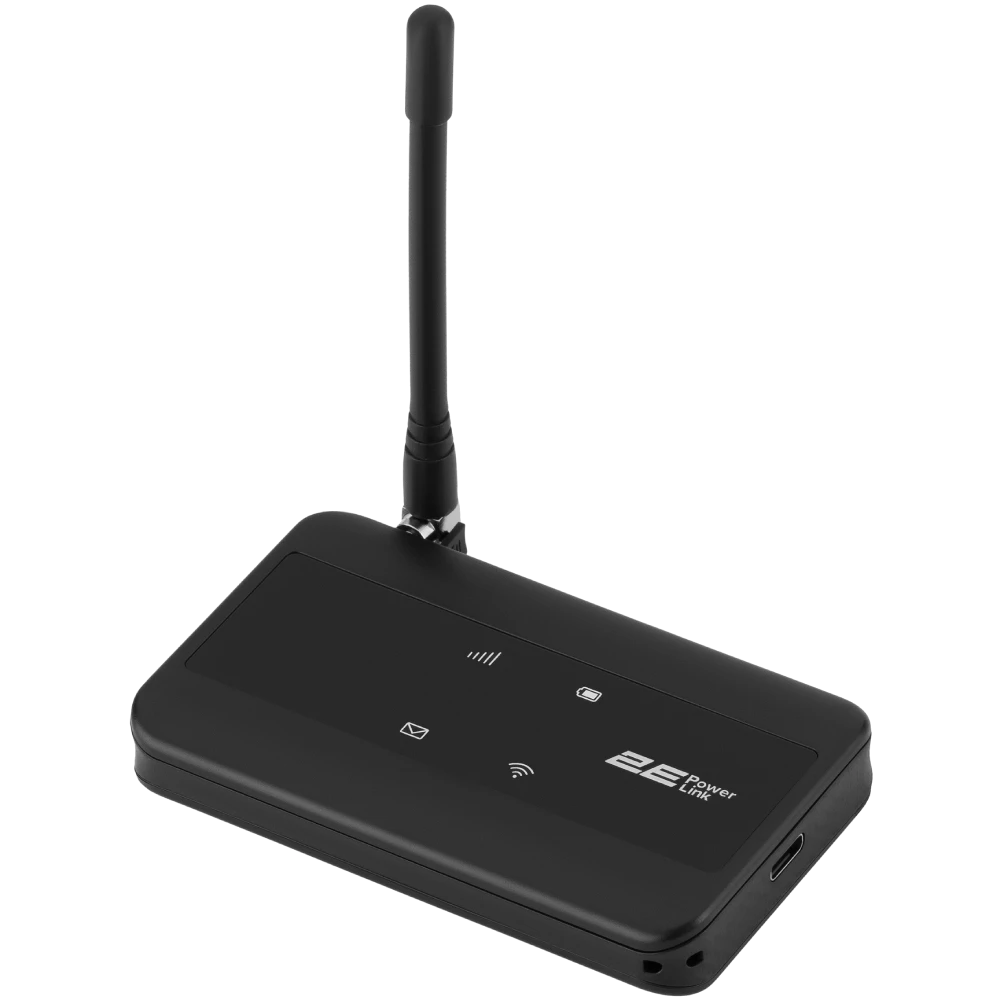 Мобільний маршрутизатор 2E PowerLink (MiFi-2) LTE Wi-Fi4 1xType-C 1xCRC9 2100мА•ч Мобільний маршрутизатор 2E PowerLink (MiFi-2) LTE Wi-Fi4 1xType-C 1xCRC9 2100мА•ч