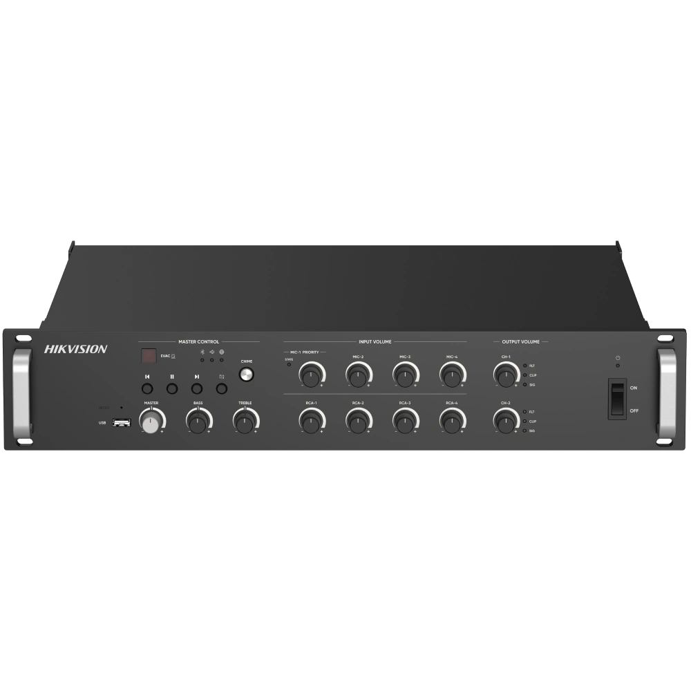 Мережевий підсилювач Hikvision DS-QAZ1A500G1-VB2 500 Вт на 2 зоны Мережевий підсилювач Hikvision DS-QAZ1A500G1-VB2 500 Вт на 2 зоны
