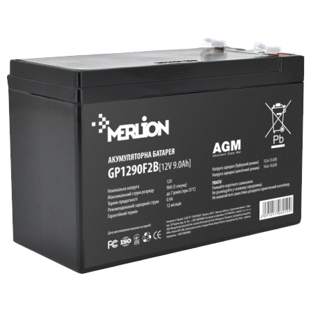 Акумуляторна батарея MERLION AGM GP1290F2B 12В 9А•ч Акумуляторна батарея MERLION AGM GP1290F2B 12В 9А•ч