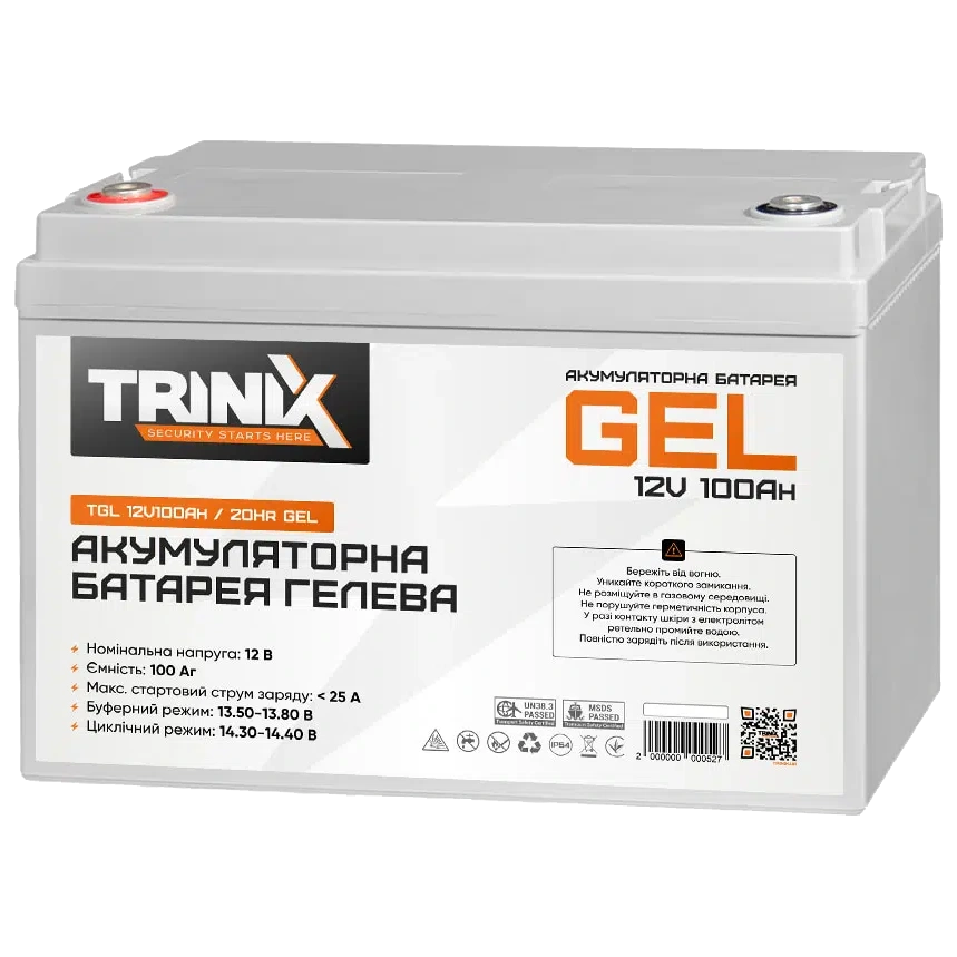 Акумулятор 12В 100А/год гелевий Trinix TGL12V100Ah/20Hr Акумулятор 12В 100А/год гелевий Trinix TGL12V100Ah/20Hr