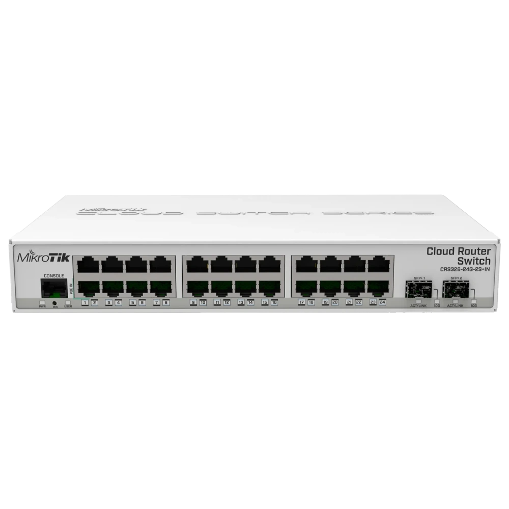 Коммутатор 24 порта управляемый MikroTik 326-24G-2S+IN (CRS326-24G-2S+IN) Коммутатор 24 порта управляемый MikroTik 326-24G-2S+IN (CRS326-24G-2S+IN)