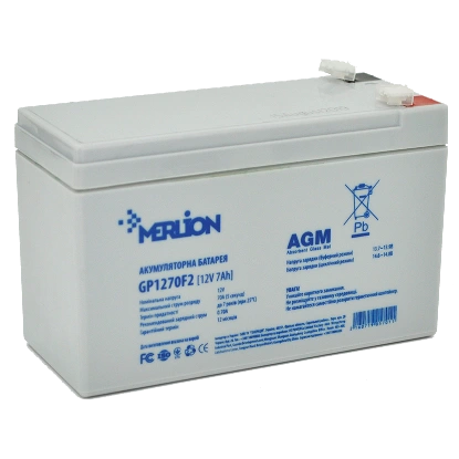 Акумуляторна батарея MERLION AGM GP1270F2 12В 7А•г Акумуляторна батарея MERLION AGM GP1270F2 12В 7А•г