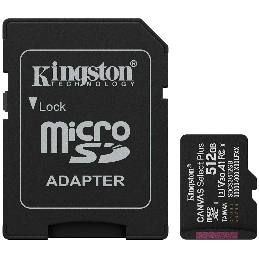 Модуль флеш-памяті Kingston 512GB microSDXC Canvas Select Plus Gen3 Card + Adapter Модуль флеш-памяті Kingston 512GB microSDXC Canvas Select Plus Gen3 Card + Adapter