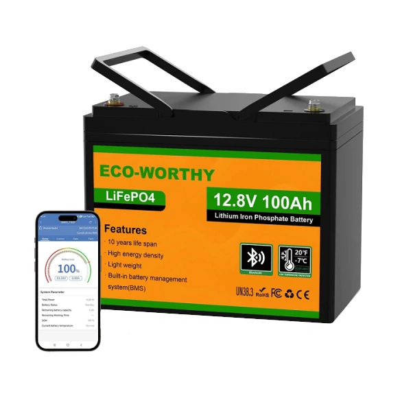 Акумуляторна батарея Eco-Worthy LiFePO4 12V 100Ah bluetooth Акумуляторна батарея Eco-Worthy LiFePO4 12V 100Ah bluetooth