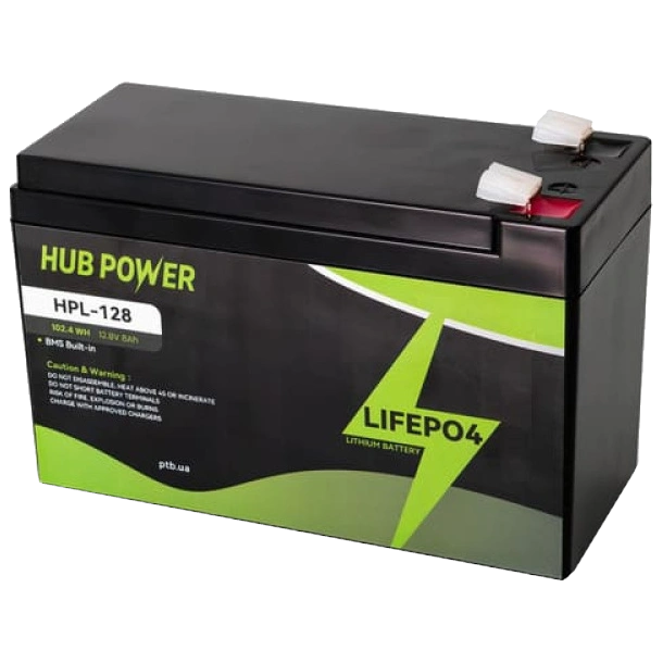 Акумуляторна батарея Hub Power HPL-128 LiFePO4 12В/8А•ч Акумуляторна батарея Hub Power HPL-128 LiFePO4 12В/8А•ч