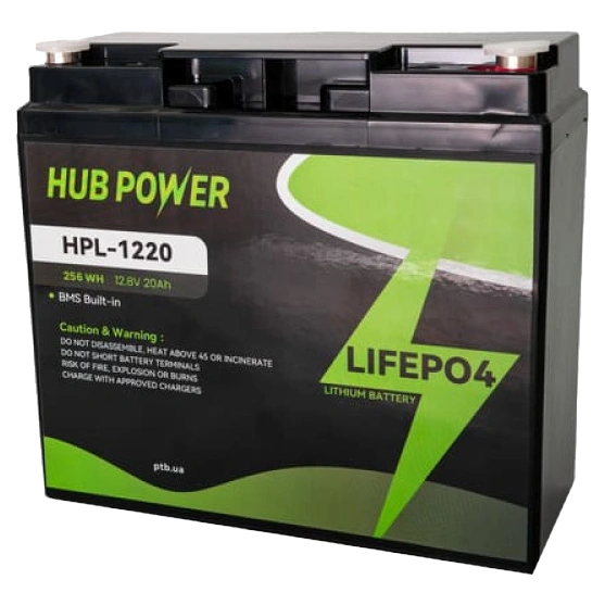 Акумуляторна батарея Hub Power HPL-1220 LiFePO4 12В/20А•ч Акумуляторна батарея Hub Power HPL-1220 LiFePO4 12В/20А•ч